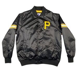 Starter Pittsburgh Pirates Nylon Bomber Jacket Men's XL Black Yellow P Logo